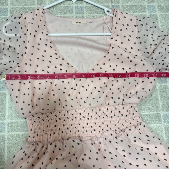 Mi Ami Pastel Soft Baby Pink Polka Dot Heart Minidress size S - Picture 5 of 7